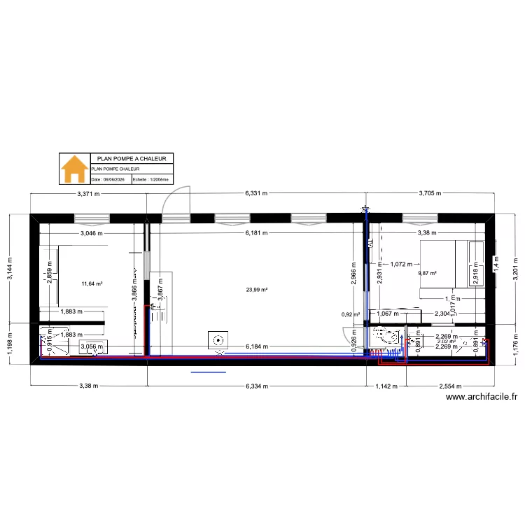 PLAN PLOMBERIE. Plan de 5  et 48 m²