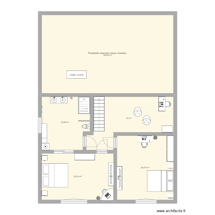 etage 1. Plan de 5 pièces et 132 m2