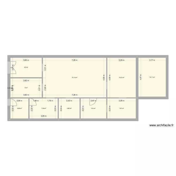 atelier charcuterie. Plan de 11  et 111 m²