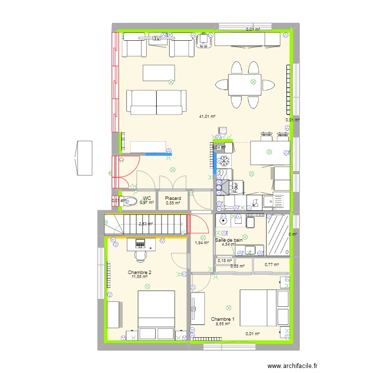Maison du Tréport - Projet Rénov. Plain-Pied -cuisine 2. Plan de 24 pièces et 154 m2