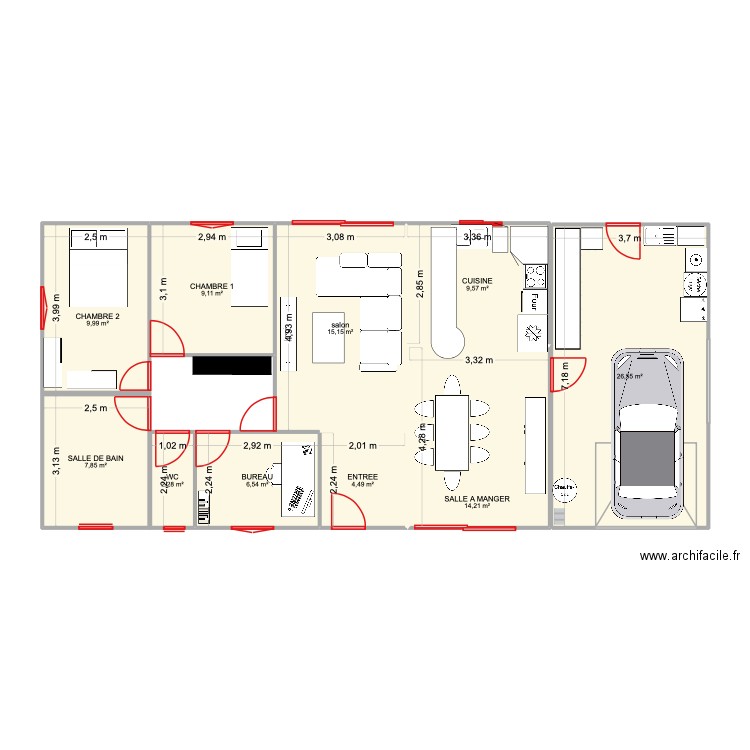 SIMPLE ACTUEL. Plan de 10 pièces et 106 m2