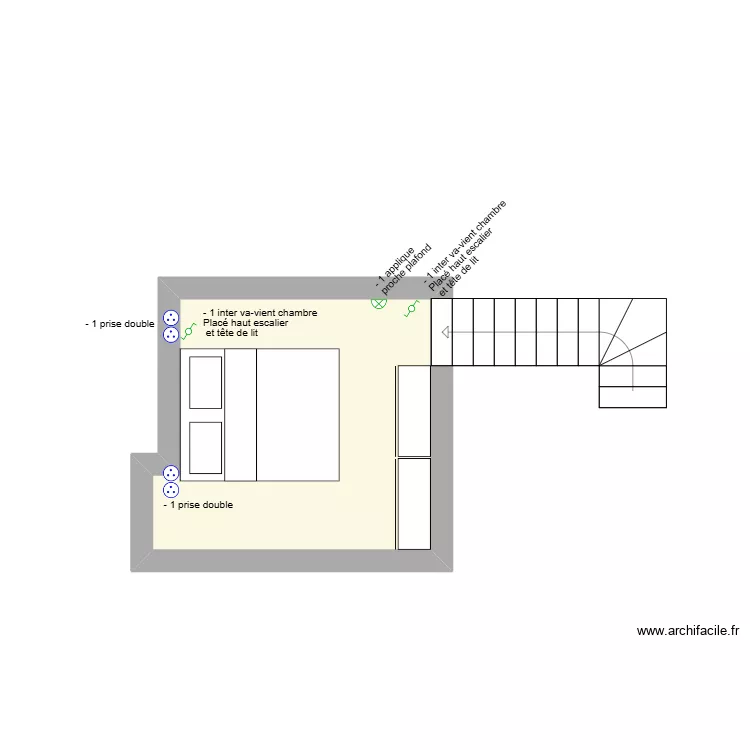 Mezzanine lot 1. Plan de 1  et 9 m²