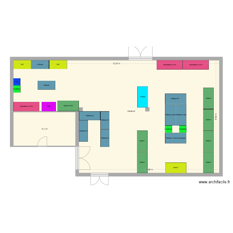 PlateauPCR. Plan de 2 pièces et 152 m2