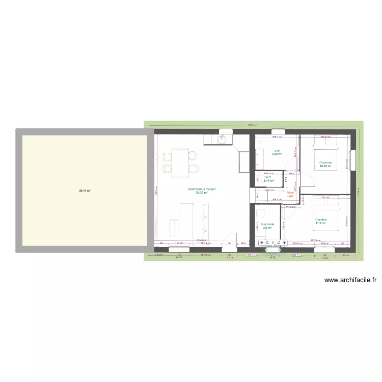 PROJET AGRANDISSEMENT MARS 2026. Plan de 1 et 40 m² PROJET AGRANDISSEMENT MARS 2026. Plan de 1 et 40 m²