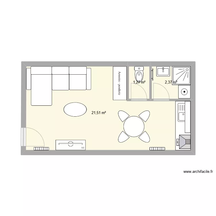 STUDIO 25m&sup2; bis. Plan de 