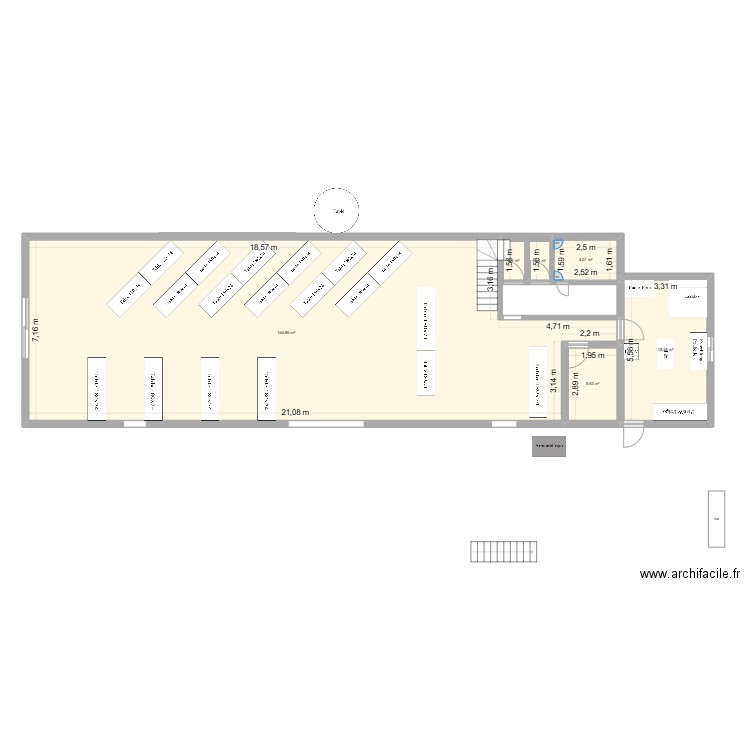 plan salle avec ragrandissement. Plan de 6 pièces et 176 m2