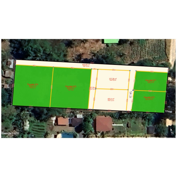 Implant 8 Parcelles. Plan de 8 pièces et 4250 m2