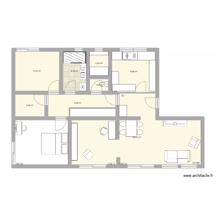 Appart Le Havre Camille 2. Plan de 8  et 75 m²