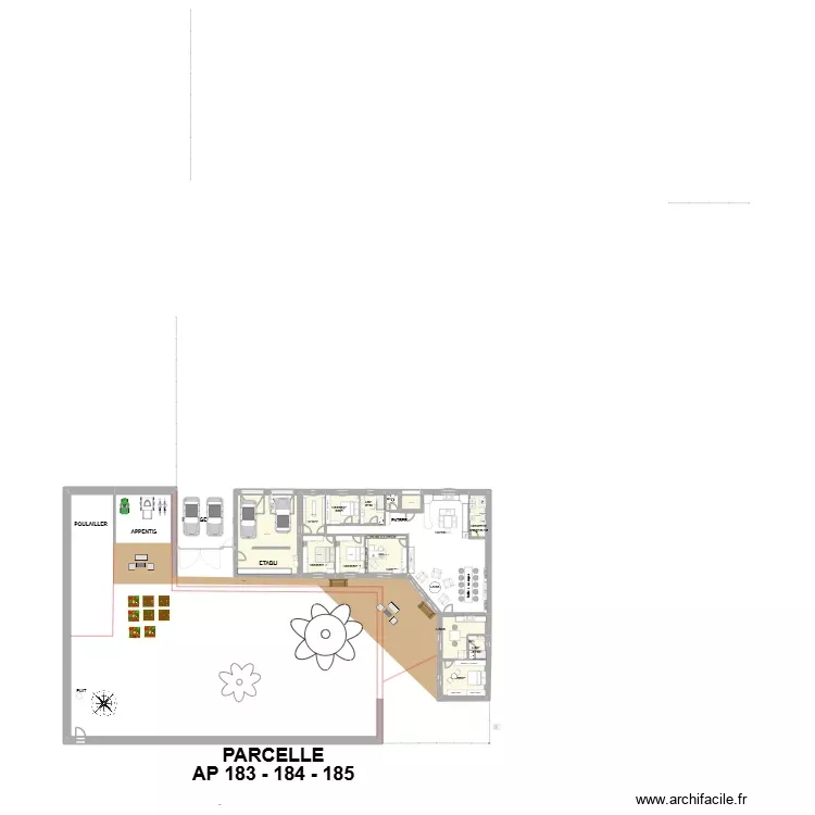 Maison neuve terrain poules version 6+. Plan de 12 Pièces et 173 m² Maison neuve terrain poules version 6+. Plan de 12 Pièces et 173 m²