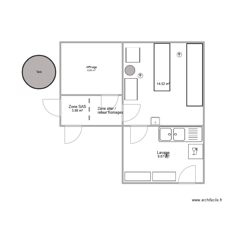 Florine DELOS. Plan de 4 pièces et 35 m2
