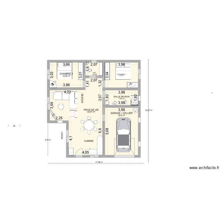 plan 13. Plan de 6 pièces et 105 m2