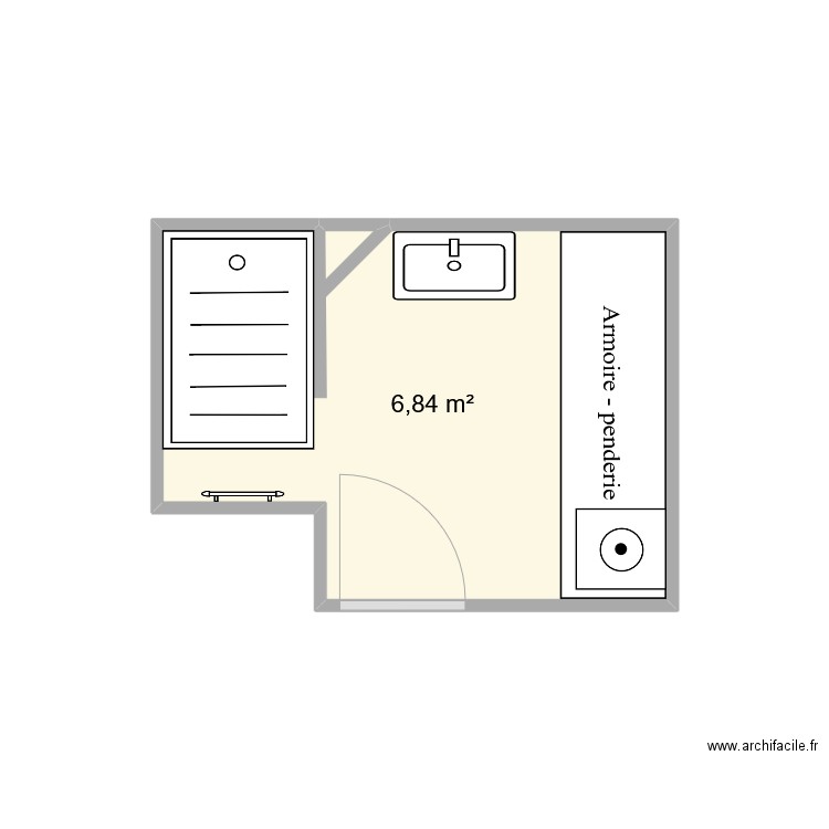 sdb regis angresse. Plan de 1 pièce et 7 m2