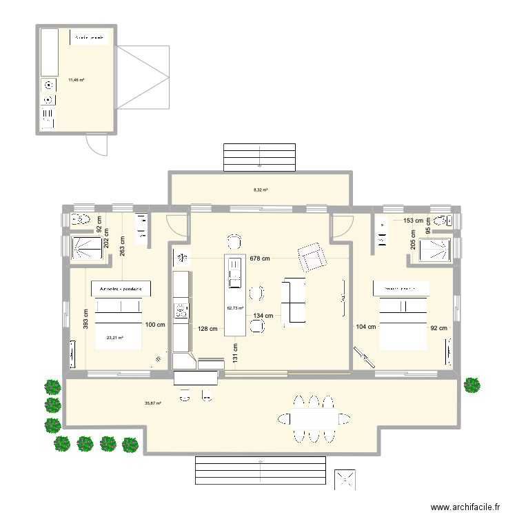 Tereva. Plan de 5 pièces et 142 m2