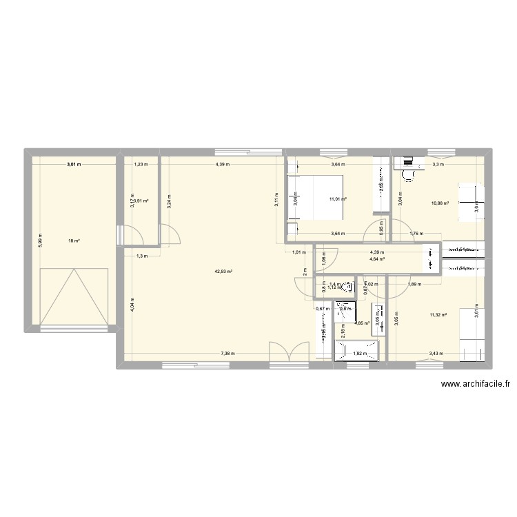 maison plein pied 90. Plan de 9 pièces et 109 m2