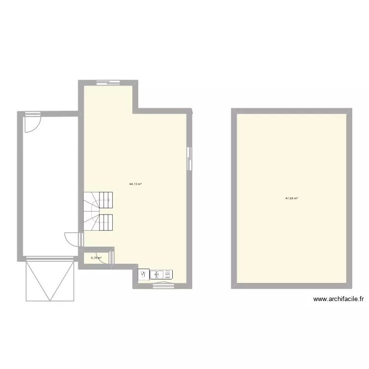 Maison. Plan de 3  et 93 m²