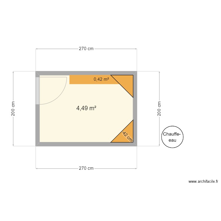 BOURLES. Plan de 1 pièce et 4 m2