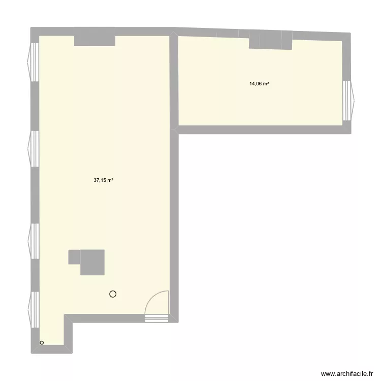 Plan cot&eacute; Theo. Plan de 2  et 51 m²