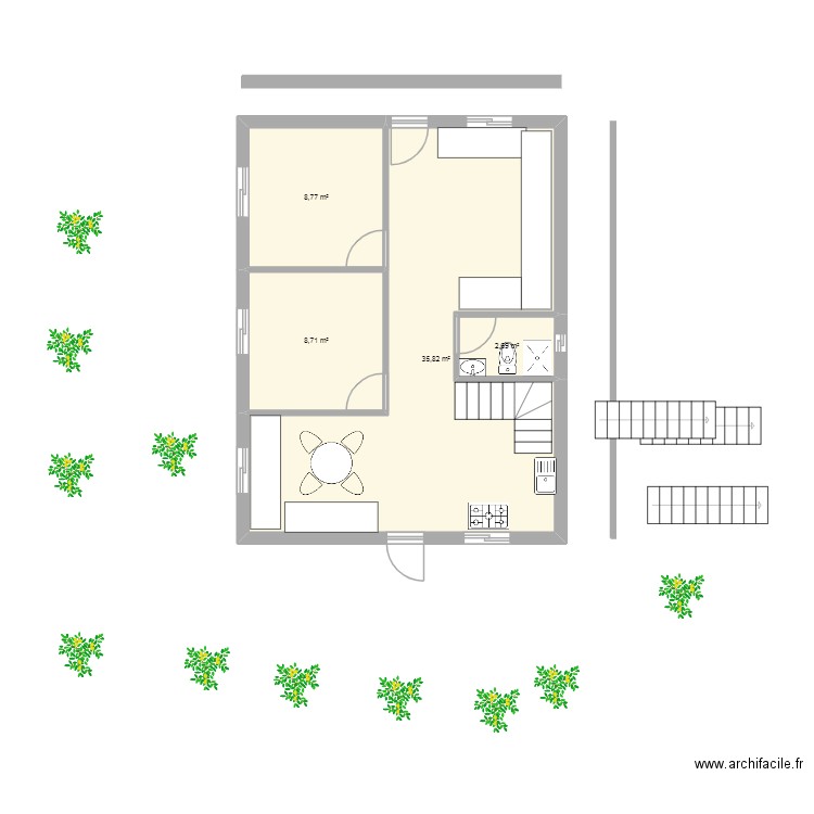 OMAR. Plan de 4 pièces et 56 m2