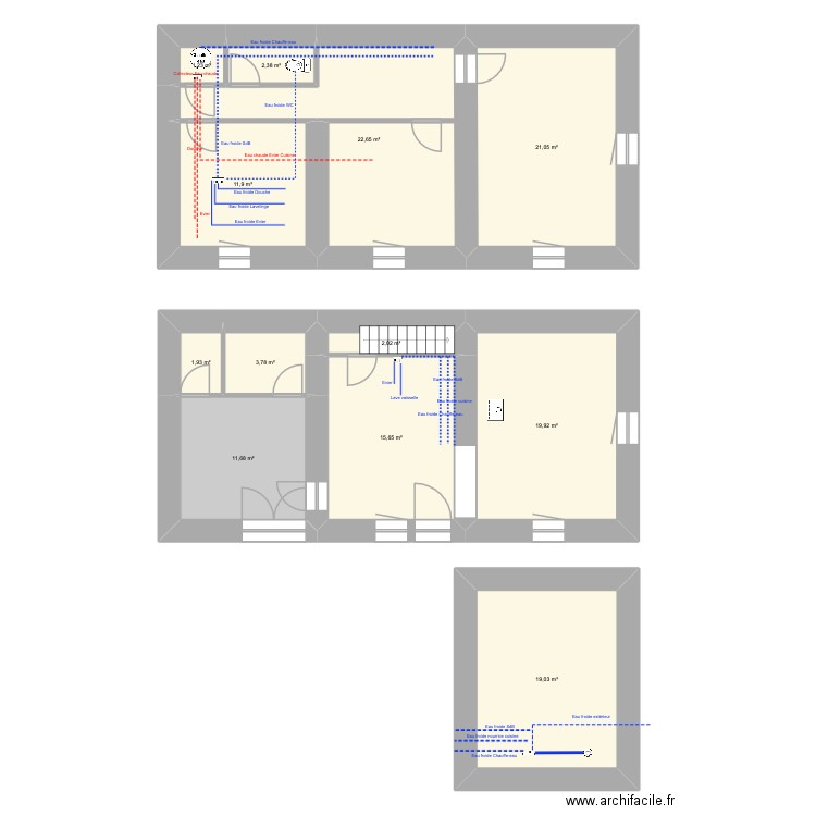 Les Reverdys. Plan de 12 pièces et 133 m2