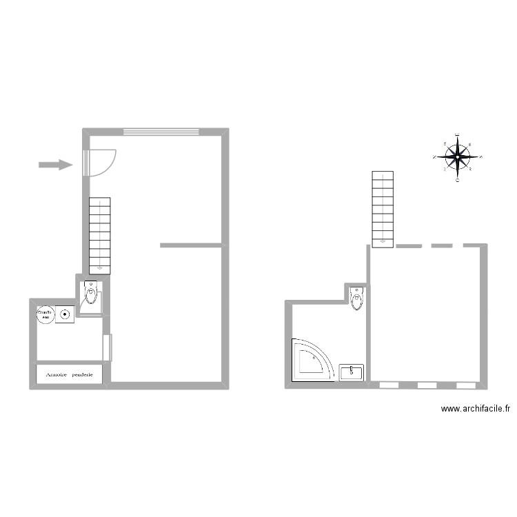 Cape. Plan de 5 pièces et 38 m2
