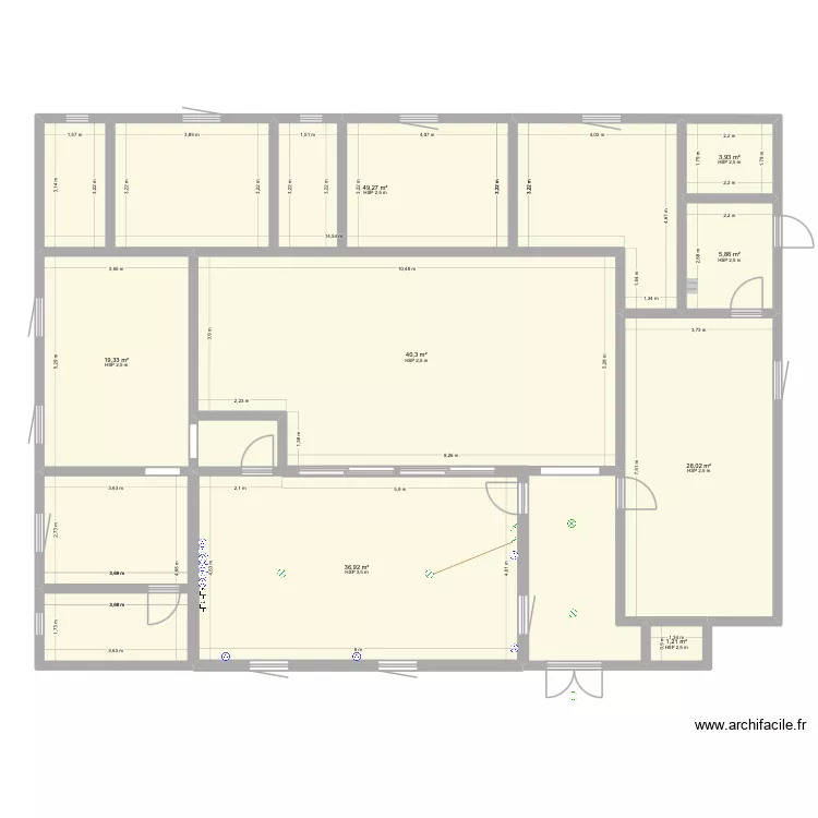 Songon. Plan de 9  et 213 m²