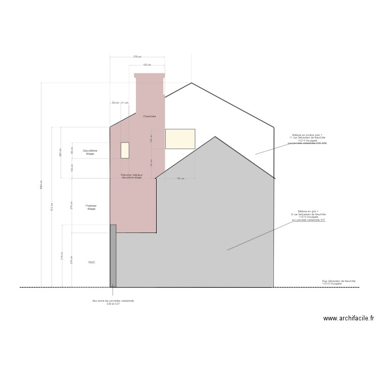 Duvernay Vue de coupe finale. Plan de 0 pièce et 0 m2