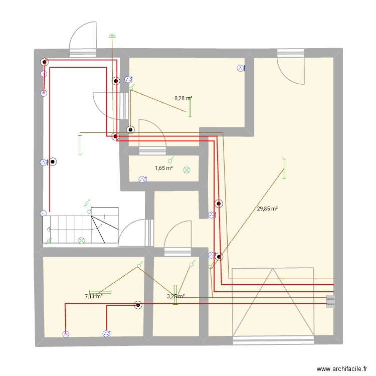 Gasdion. Plan de 5 pièces et 50 m2