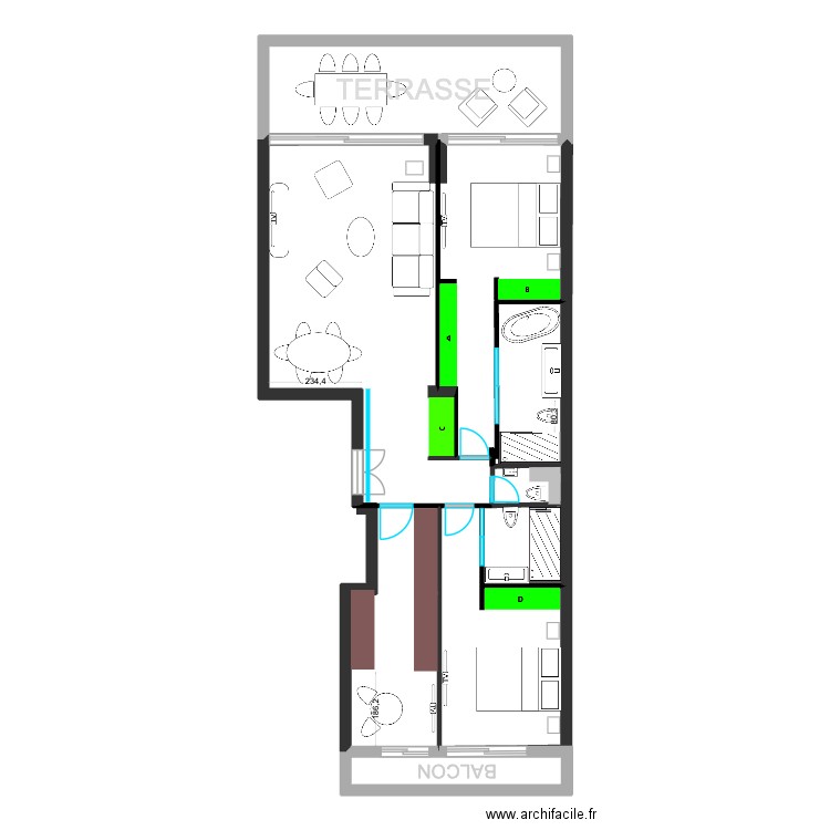 fontainebleau menuiserie. Plan de 7 pièces et 94 m2
