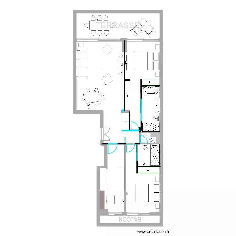 fontainebleau menuiserie. Plan de 7 pièces et 94 m²