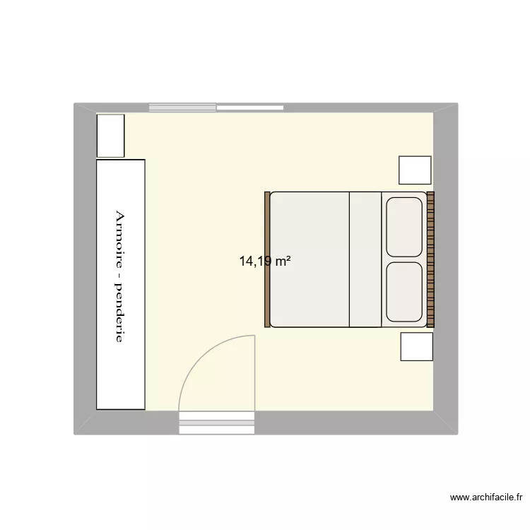 chambre. Plan de 1 Pièce et 14 m²