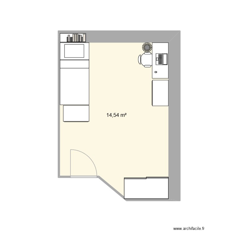 chambre Kilian. Plan de 1 pièce et 15 m2