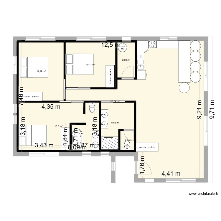Plan maison Elena. Plan de 7 pièces et 150 m2