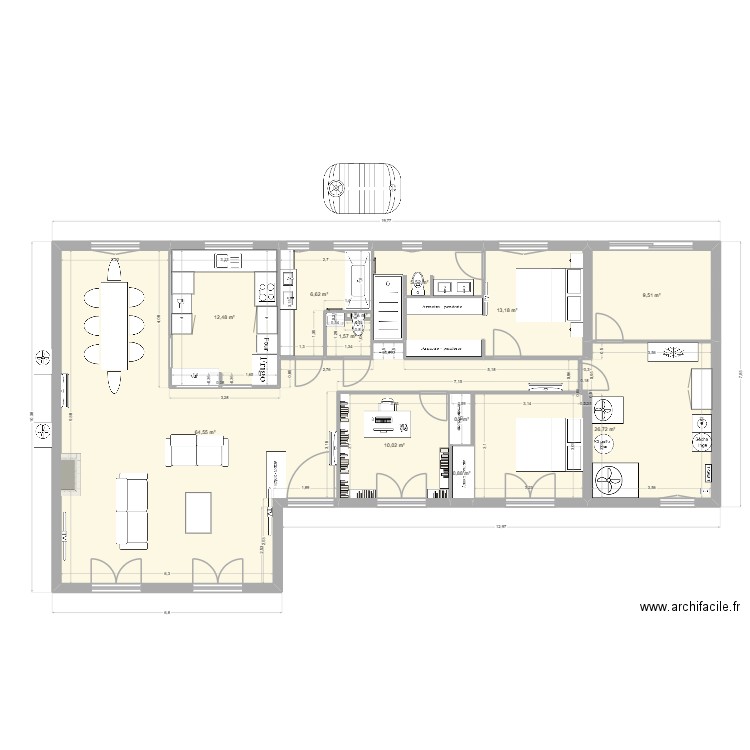 croquis 03/11. Plan de 12 pièces et 152 m2