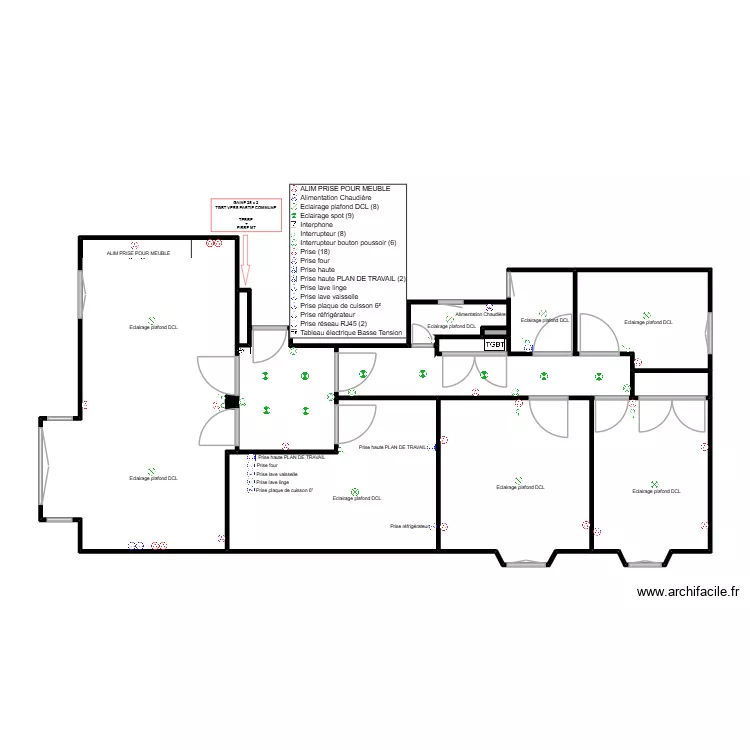 NOIRE 4EME ETAGE ELECTRICITE. Plan de 14  et 102 m²