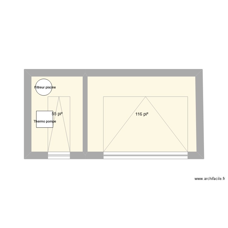 Vue d'en haut. Plan de 2 pièces et 16 m2