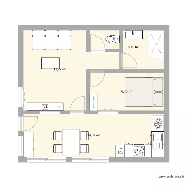 LA ROCHE6. Plan de 4 Pièces et 40 m² LA ROCHE6. Plan de 4 Pièces et 40 m²
