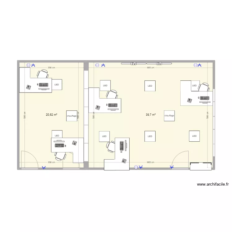 Bureau r+2. Plan de Bureau r+2. Plan de