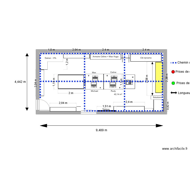 Plan Labo. Plan de 1 pièce et 42 m2