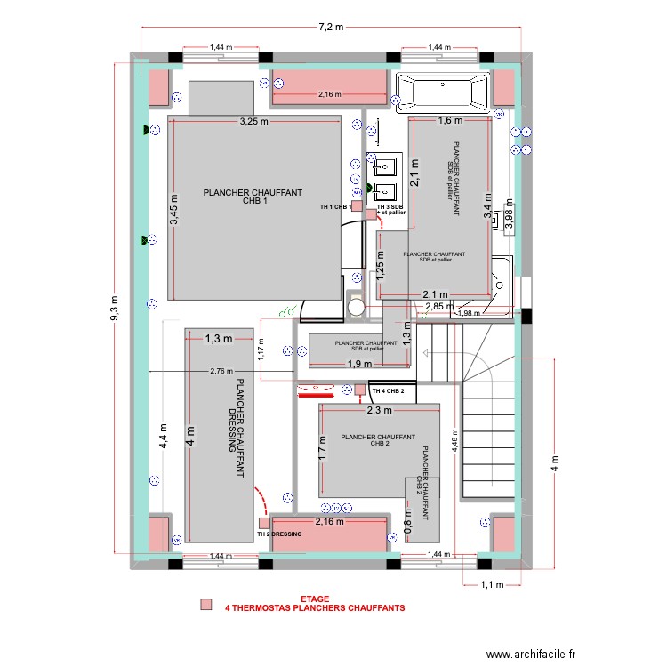 ETAGE DRAVEIL 26 09 2025 - PLANCHER CHAUFFANT. Plan de 11 pièces et 65 m2