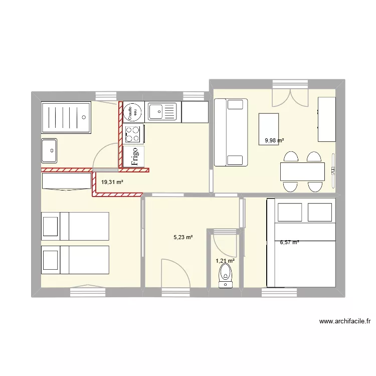 PAPOU 5. Plan de 5  et 42 m²