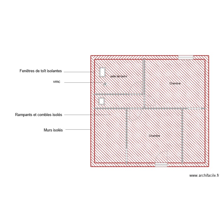 LE POTTIER étape 1 et 2 étage. Plan de 6 pièces et 49 m2