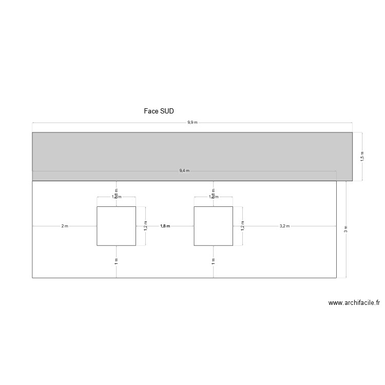 Extention Garage Face SUD. Plan de 0 pièce et 0 m2