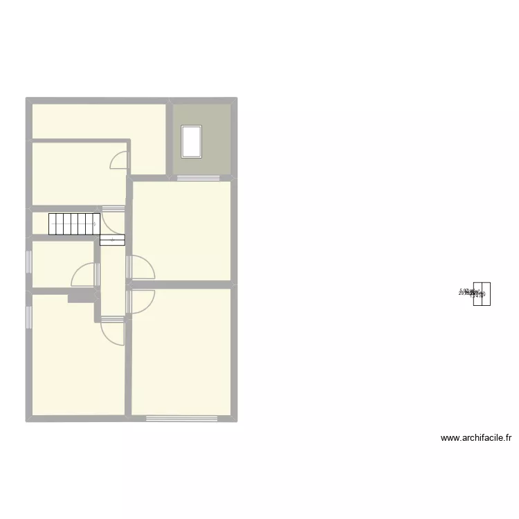 Otegem Fatimastraat 2 bovenverdieping. Plan de 6  et 68 m²