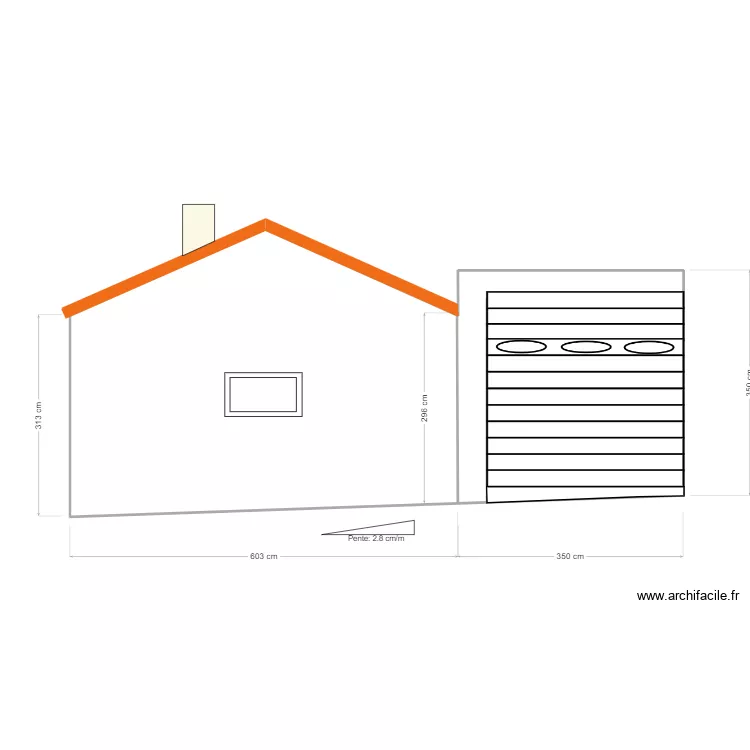 abri cc pignon SUD. Plan de 
