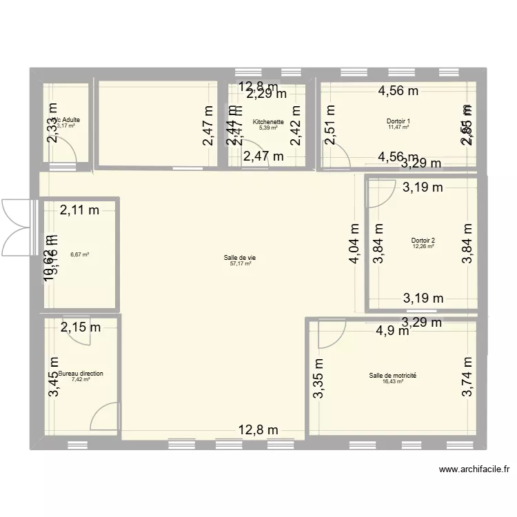 Plan cr&egrave;che v1. Plan de 8  et 186 m²