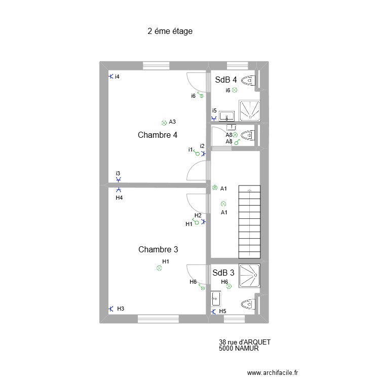   Arquet 2em. Plan de 7 pièces et 49 m2