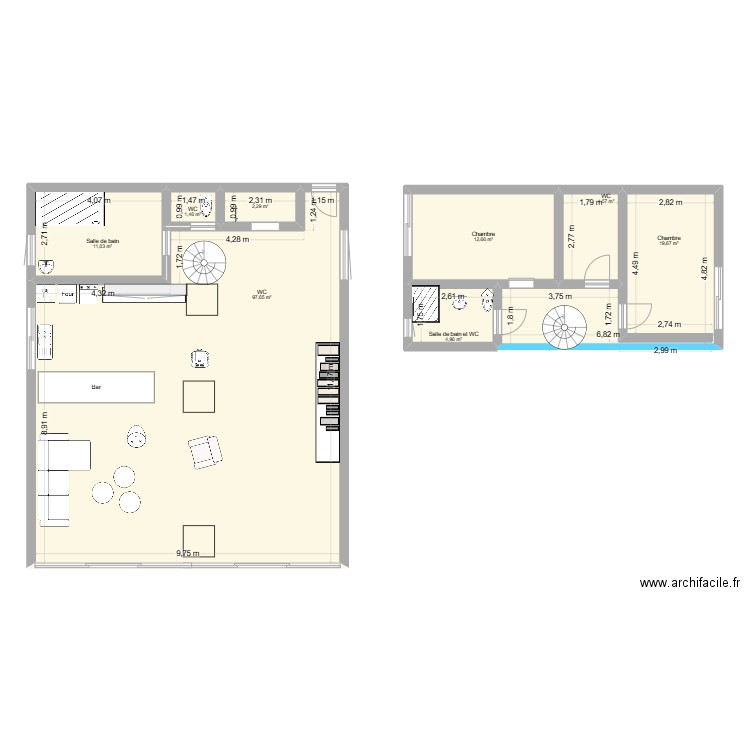 Projet Hangar 4. Plan de 8 pièces et 154 m2