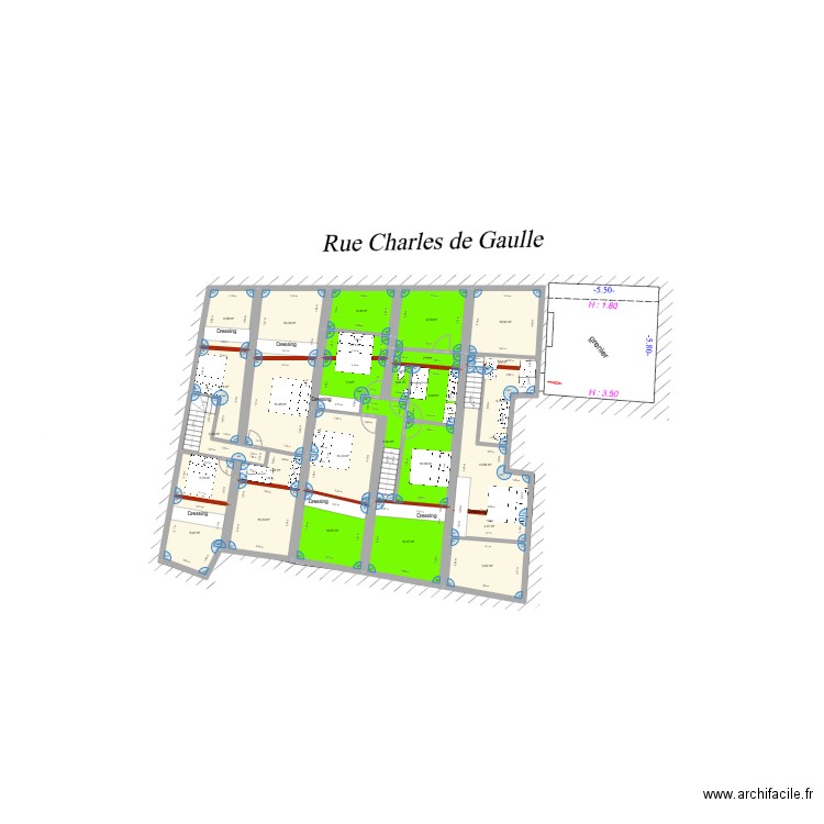 Etage CDG 2. Plan de 27 pièces et 211 m2