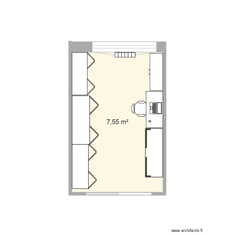 dre. Plan de 1 pièce et 8 m2