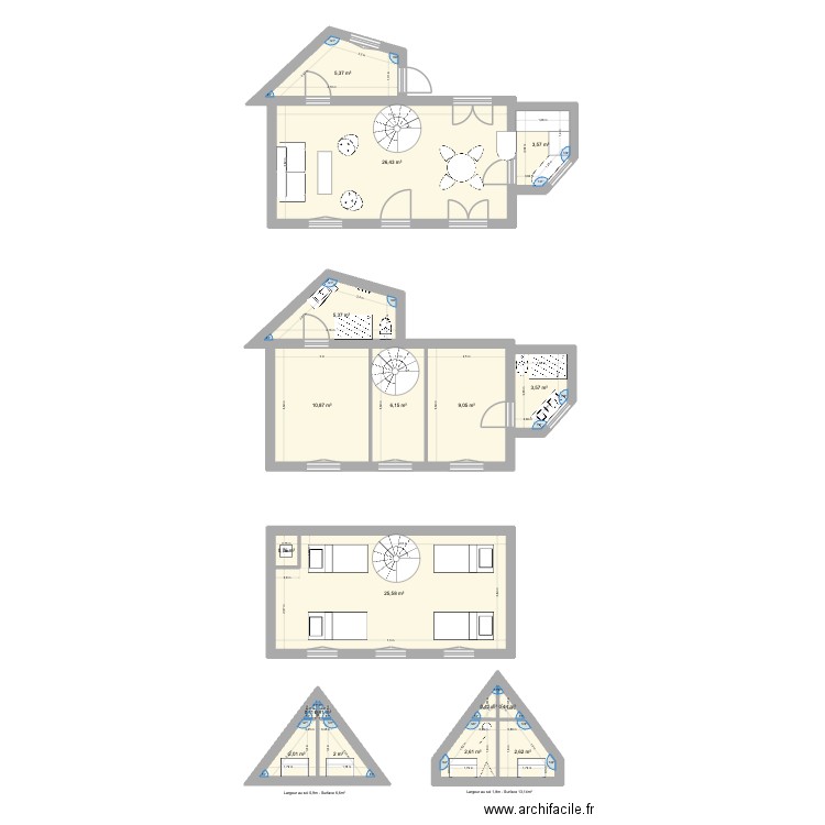 Castero Full. Plan de 18 pièces et 107 m2